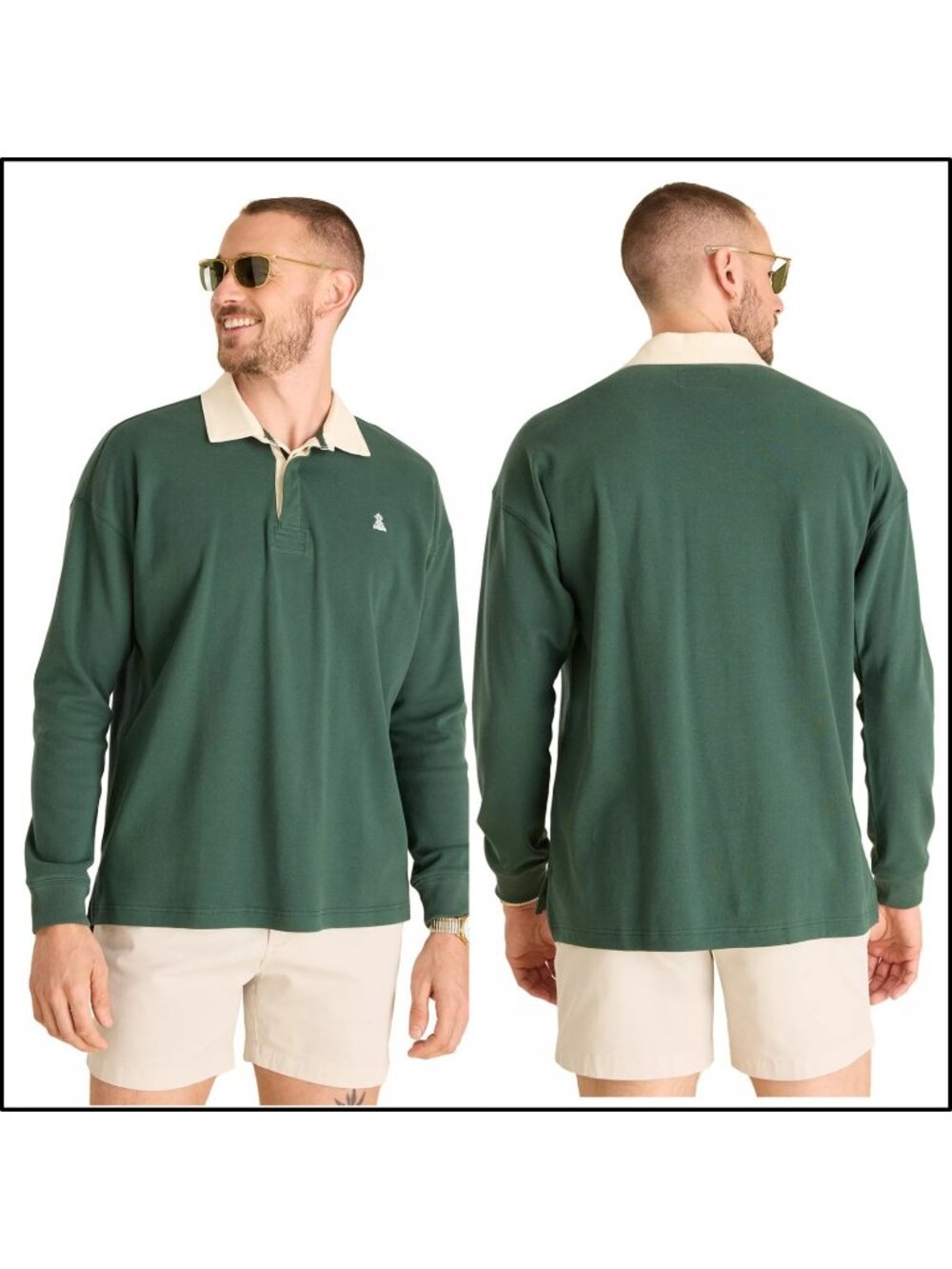 Men's Chubbies Corporate Country Legacy Long Sleeve Rugby Polo Shirt-Size: L